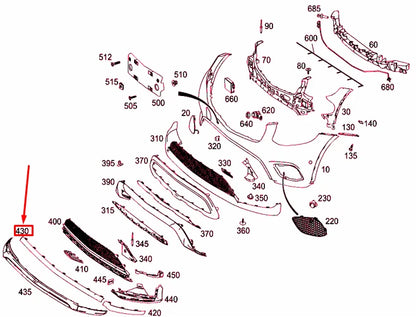 NEW MB GLC COUPE C253 FRONT BUMPER CENTER BOTTOM MOLDING A2538852600 ORIGINAL