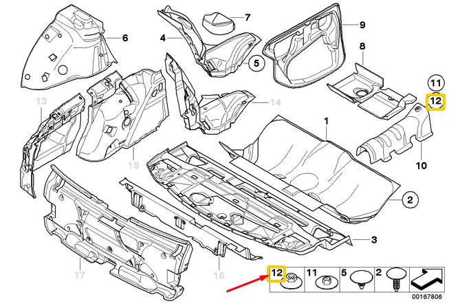 NEW BMW 5 E60 REAR SOUND INSULATING PUSH BUTTON 51481923999 1923999 ORIGINAL