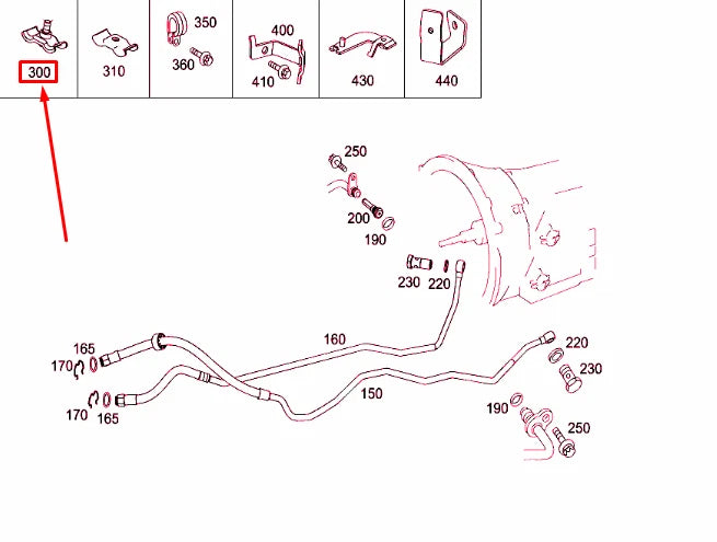 NEW MERCEDES-BENZ C W204 TRANSMISSION OIL LINE CLAMP A0009952032 ORIGINAL
