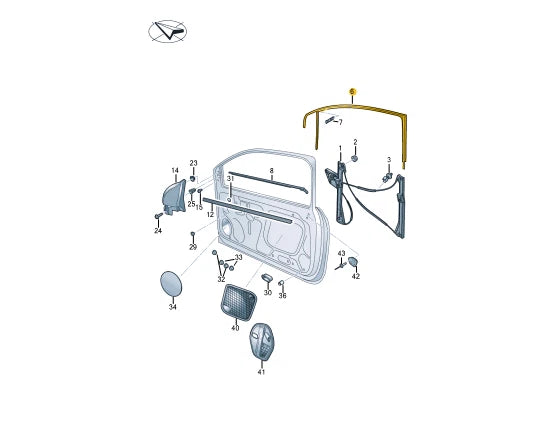 NEW VOLKSWAGEN POLO 6R FRONT RIGHT DOOR RUBBER GUIDE 6R3837432E5AP ORIGINAL