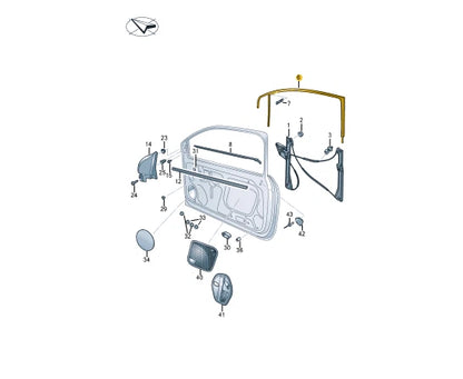 NEW VOLKSWAGEN POLO 6R FRONT RIGHT DOOR RUBBER GUIDE 6R3837432E5AP ORIGINAL