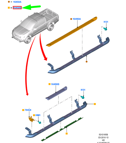 new ford ranger t6 mk1 left sdie step assy ab39-16451-mb5zhe 1875746 original