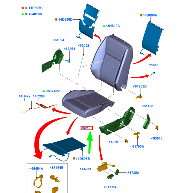new ford ranger t6 mk1 front right seat cushion valance rhd 1921275 original