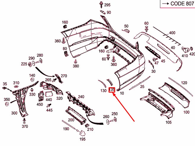 NEW MERCEDES-BENZ S W222 REAR LEFT WHEEL HOUSE COVERING A2226900700 ORIGINAL