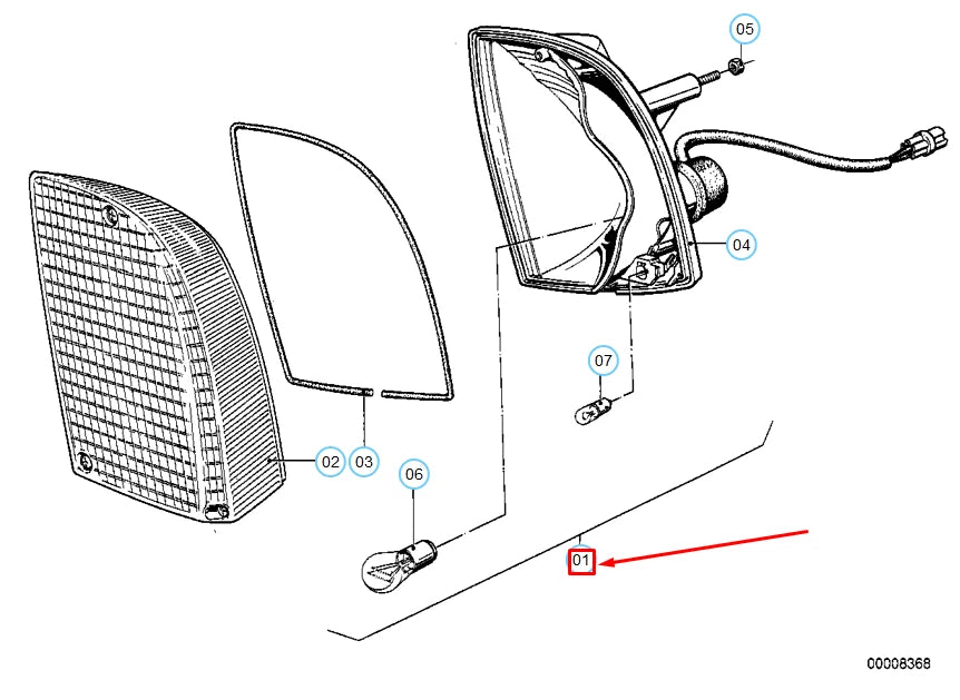 NEW BMW 6 E24 COUPE RIGHT PARKING LIGHT ASSEMBLY 63131361888 ORIGINAL