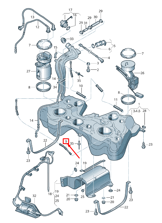 new audi tt 8j front fuel tank breather line 8j0201183f original