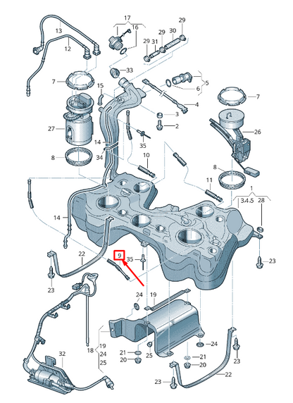 new audi tt 8j front fuel tank breather line 8j0201183f original