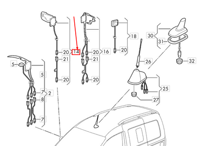 NEW VOLKSWAGEN CADDY 2K AERIAL MODULE 2K5035526T ORIGINAL