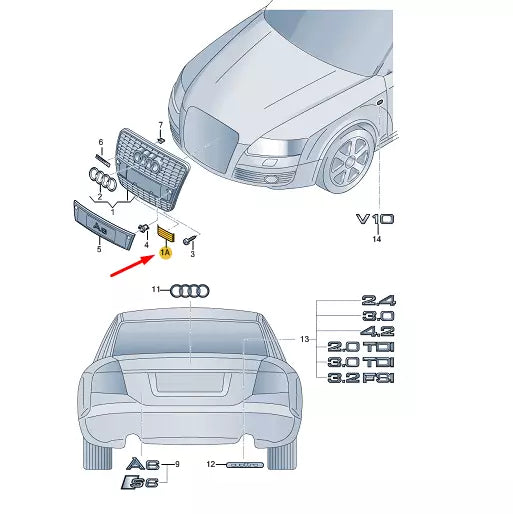 NEW AUDI A6 C6 RADIATOR GRILLE COVER 4F0853631F3FZ ORIGINAL