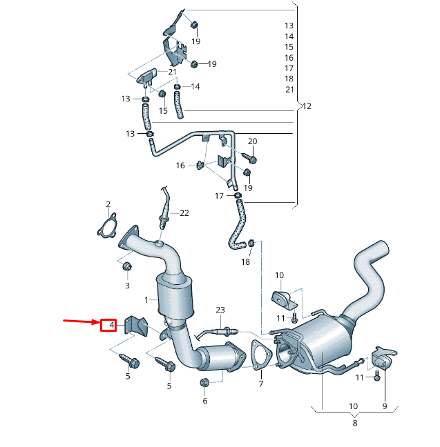 NEW VW TOUAREG 7P MK2 EXHAUST PIPE WITH CATALYST SUPPORT 7P6253047 ORIGINAL