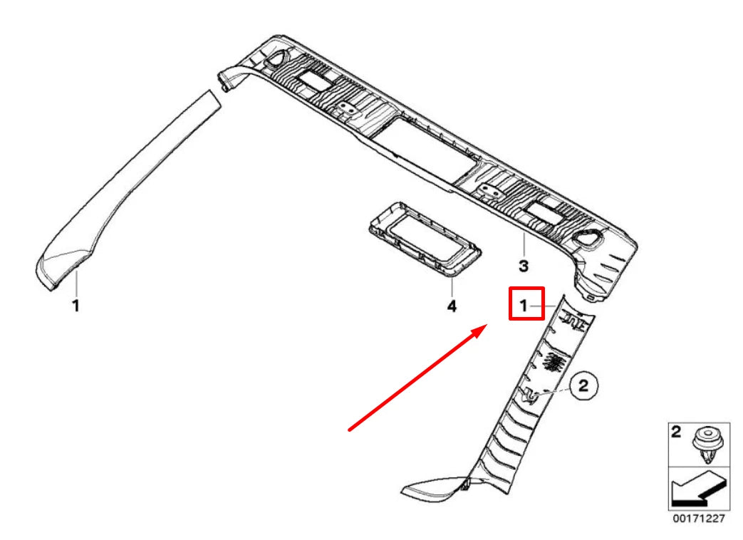 NEW BMW 1 CABRIO E88 LEFT COLUMN A COVER 6962889 51436962889 ORIGINAL