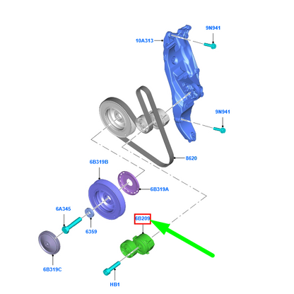 new ford mondeo mk5 tension pulley assy 1870358 fs7q-6a228-aa original