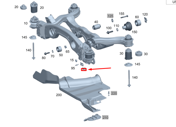 new mb gla h247 amg tie rod to rear axle carrier end stop a2473527300 original