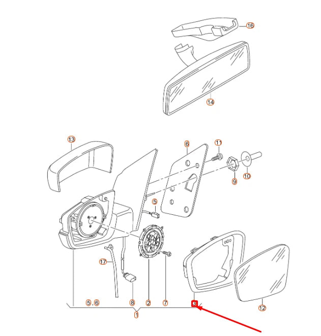 NEW VOLKSWAGEN UP FRONT LEFT DOOR MIRROR INNER TRIM 1S08576019B9 ORIGINAL