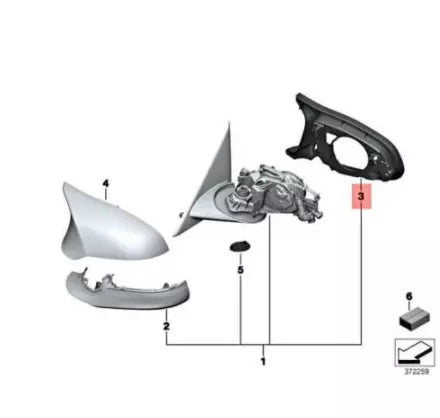 NEW BMW 3 F30 M FRONT LEFT DOOR MIRROR SUPPORT FRAME 51168059553 ORIGINAL