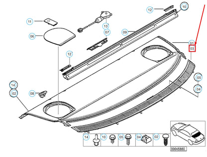 NEW BMW 3 E46 SEDAN REAR WINDOW SHELF HELLBEIGE VENT GRILLE 51468226493 ORIGINAL