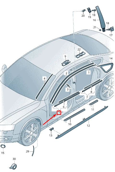 NEW AUDI A7 SPORTBACK 4G FRONT RIGHT DOOR WINDOW SLOT SEAL 4G8853284D1P9