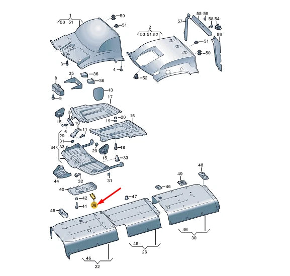 NEW VOLKSWAGEN CRAFTER SZ ROOF TRIM COVER 7C0867362Y20 ORIGINAL