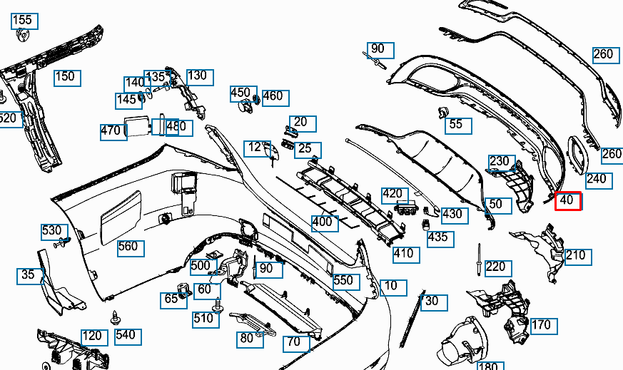 new mercedes-benz c w205 rear bumper lower valance a2058851238 original