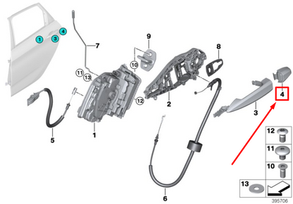 new bmw x2 f39 rear left exterior door handle cover 51217396543 7396543 original