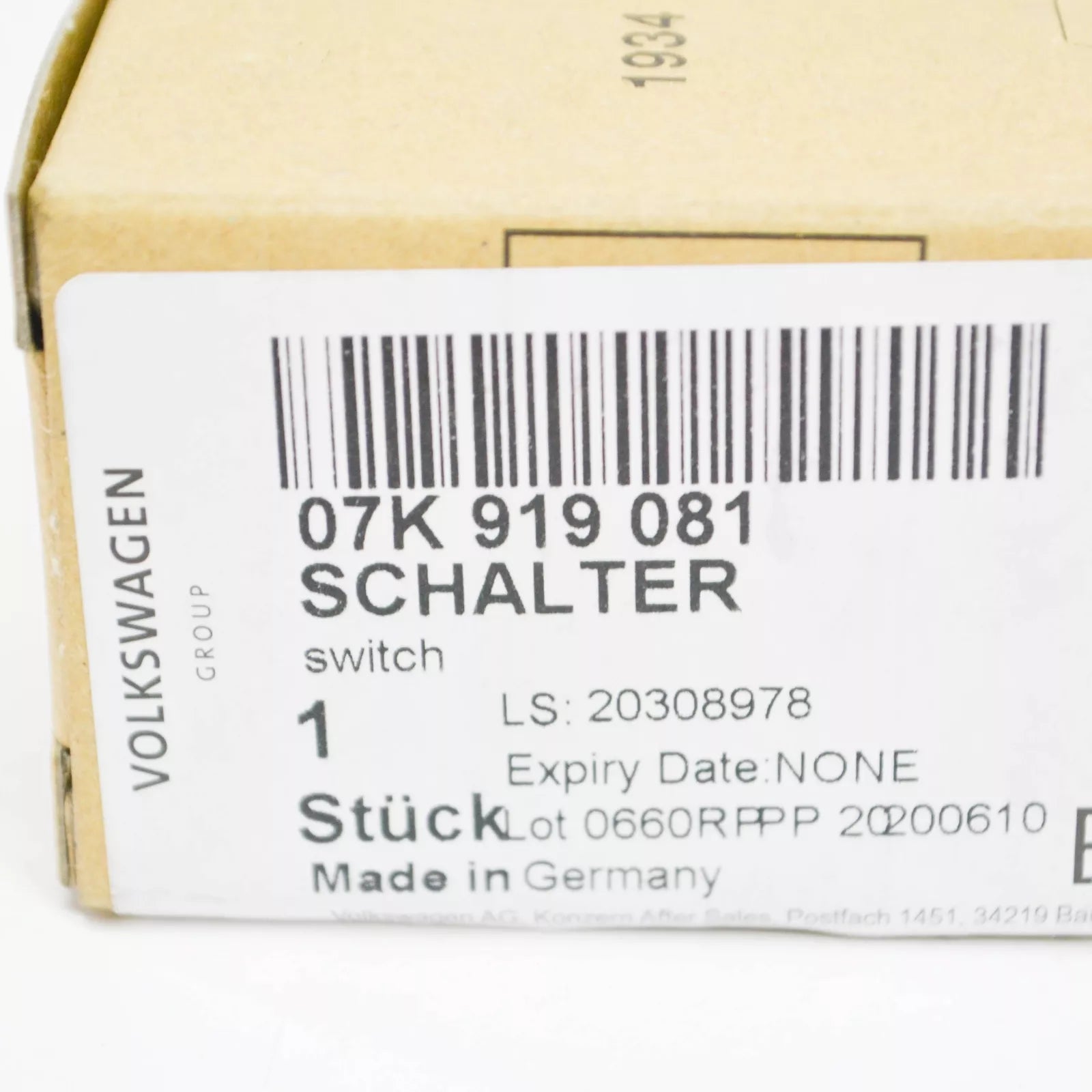 NEW AUDI TT ROADSTER 8J OIL PRESSURE SENDER 07K919081 ORIGINAL