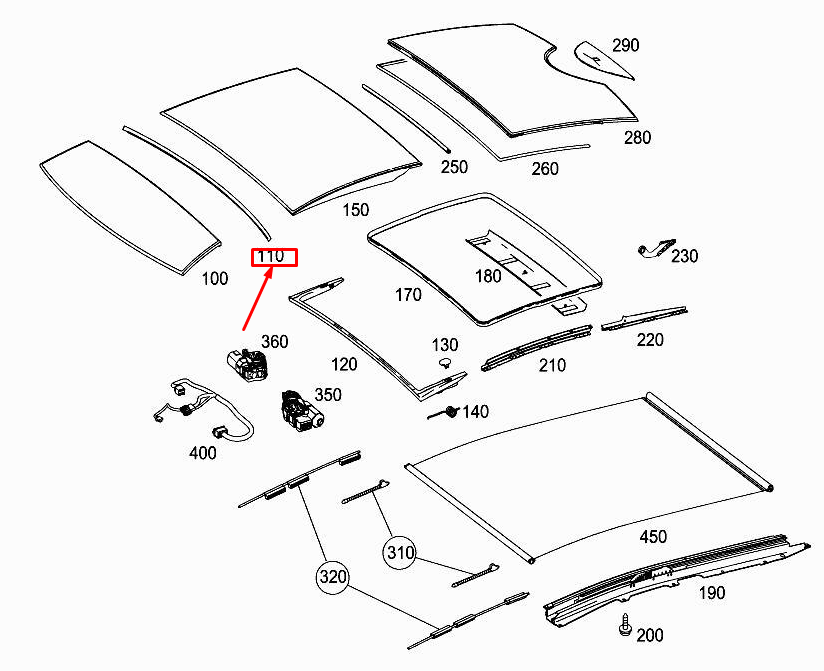 new mercedes-benz e coupe c207 front glass roof sealing a2077830096 original