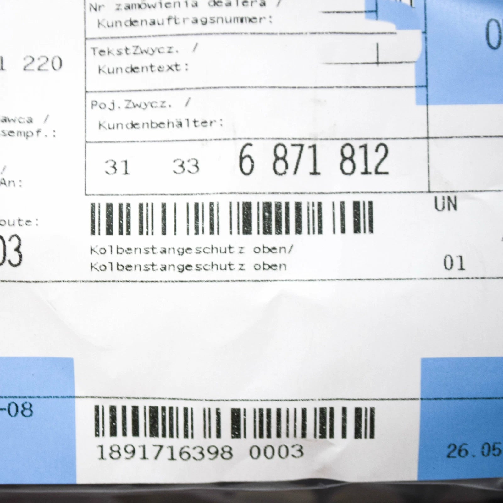 NEW BMW 3 G20 FRONT SUSPENSION STRUT BELLOWS 31336871812 ORIGINAL