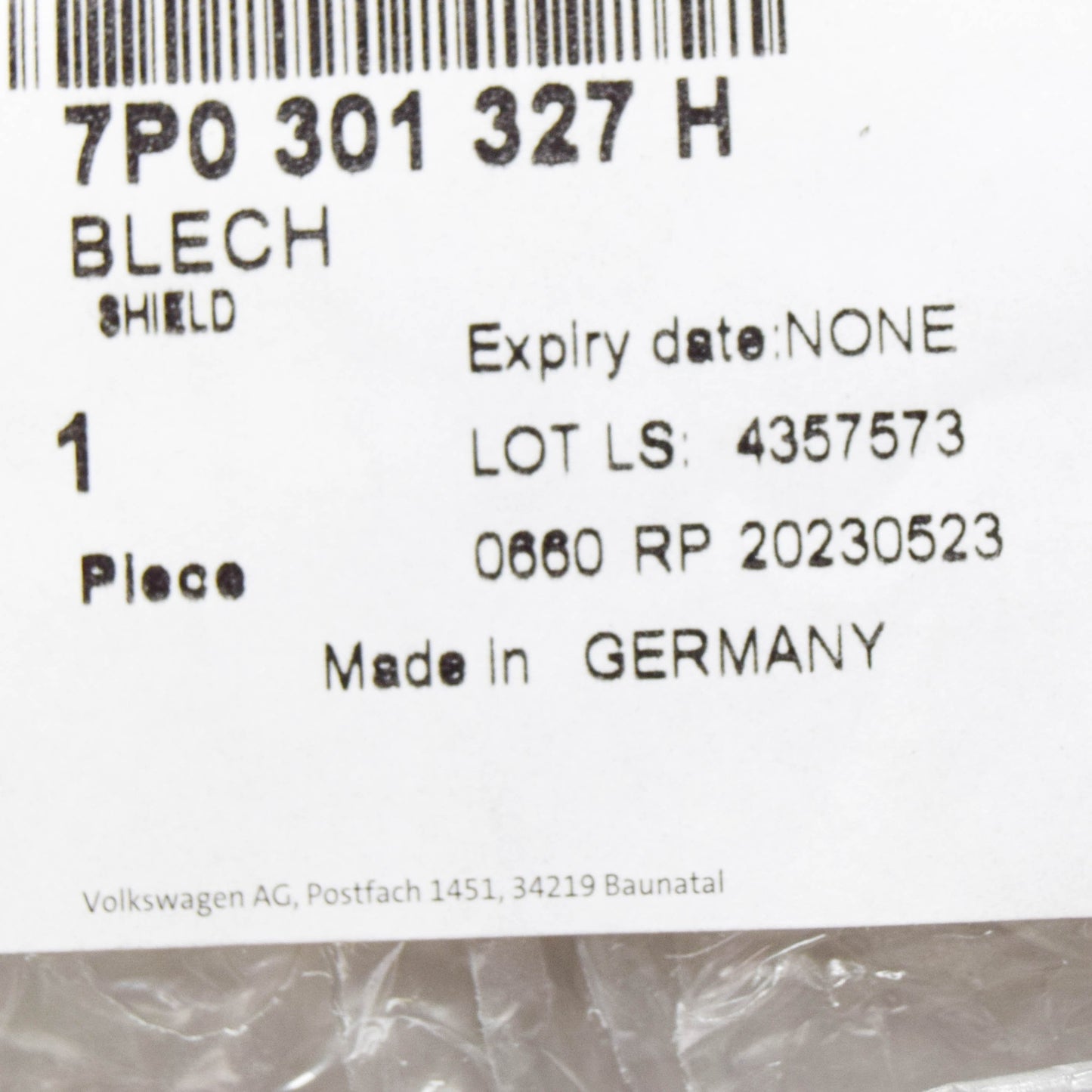 NEW VW TOUAREG 7P GEARBOX GUARD SHIELD 7P0301327H ORIGINAL