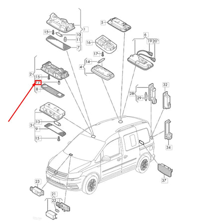 NEW VW CADDY 2K INTERIOR AND READING LED LIGHT 0.81W WHT007835 ORIGINAL