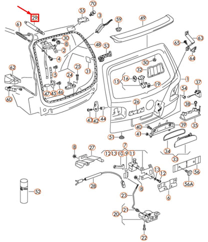 NEW VW TOUAREG 7L MK1 LEFT SIDE TAILGATE HATCH LIFT SUPPORT 7L6827550L ORIGINAL