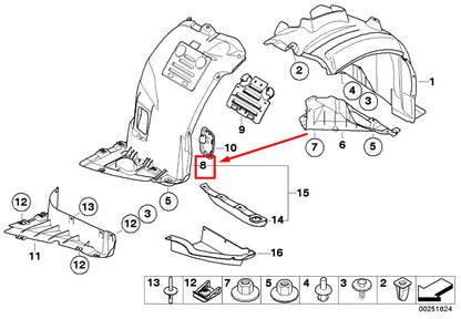 NEW BMW 3 E90 FRONT RIGHT INNER FENDER LINING 51717892802 7892802 ORIGINAL