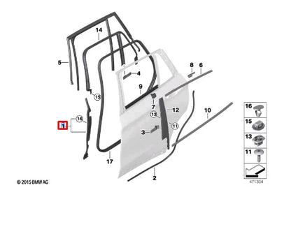 NEW BMW X1 F48 REAR RIGHT DOOR SEAL RUBBER 51357349664 ORIGINAL