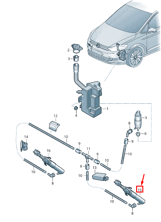NEW VW TOURAN 5T LEFT SIDE HEADLAMP WASHER 5TA955103A ORIGINAL