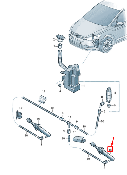 NEW VW TOURAN 5T LEFT SIDE HEADLAMP WASHER 5TA955103A ORIGINAL