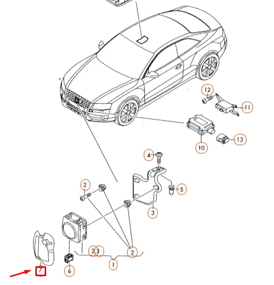 NEW AUDI Q5 8R FRONT RADAR SENSOR COVER FRAME 8R090729901C ORIGINAL