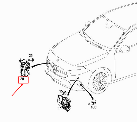 new mercedes-benz a w177 right side horn a2475407620 original