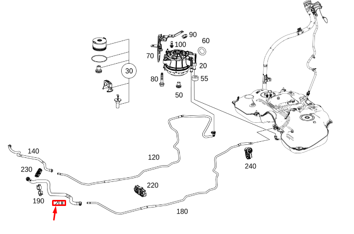 new mercedes-benz gle w167 fuel return hose a1674708403 original