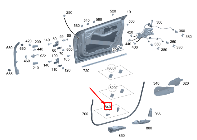 new mercedes-benz eqs v297 front lh door side wall dampening a2956823401