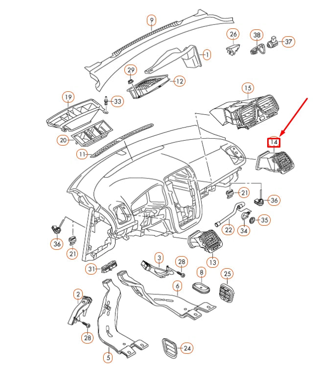 NEW VOLKSWAGEN EOS INSTRUMENT PANEL LEFT AIR VENT 1Q0819703JYHX ORIGINAL
