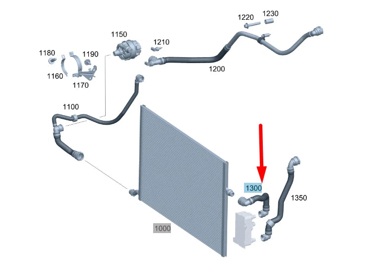 NEW MB C W205 LOW-TEMP COOLER TO TRANSMISSION COOLER HOSE A2055011800 ORIGINAL