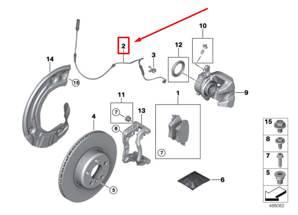 NEW BMW X3 F25 FRONT BRAKE PAD WEAR SENSOR 34356870351 6870351 ORIGINAL
