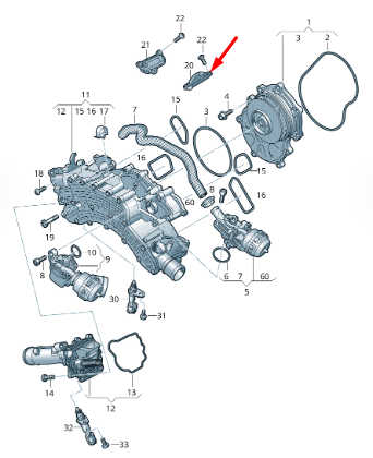 new volkswagen touareg cr7 coolant reg housing left cover 057121483c original