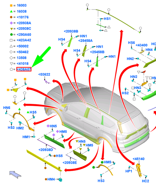 new ford kuga mk2 c520 front left fender grille trim 2015166 original