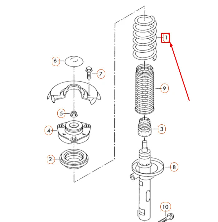 NEW VOLKSWAGEN PASSAT B7 FRONT COIL SPRING 3C0411105P ORIGINAL