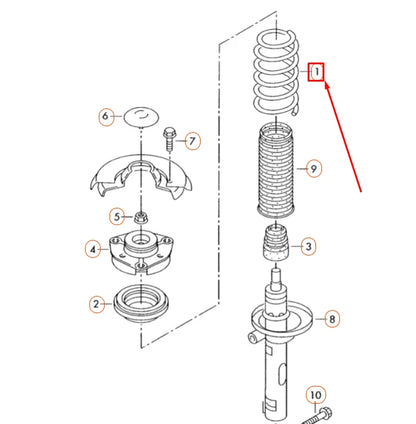 NEW VOLKSWAGEN PASSAT B7 FRONT COIL SPRING 3C0411105P ORIGINAL