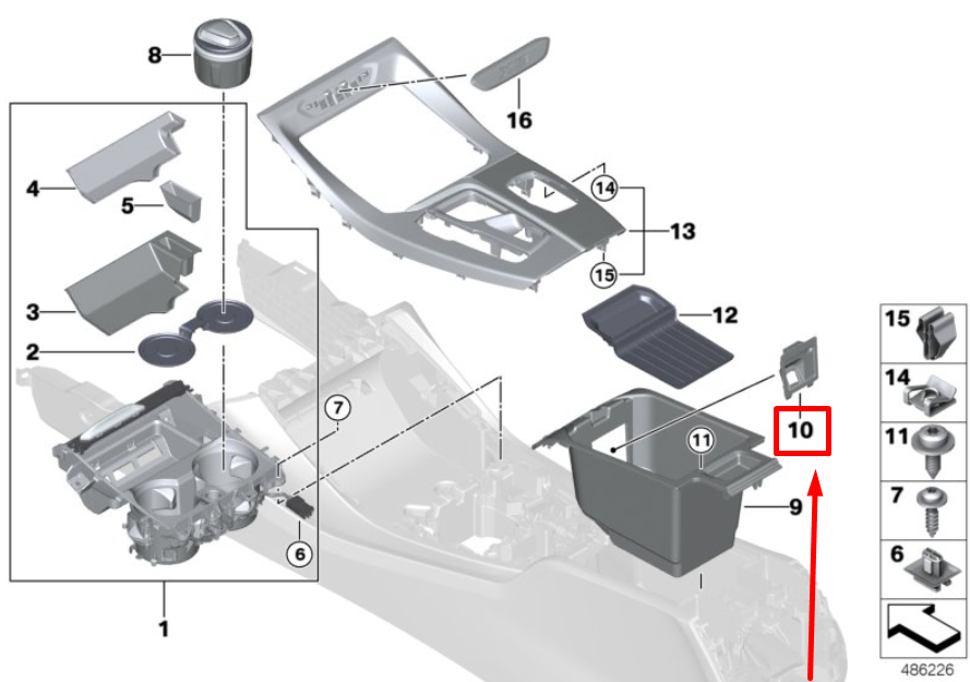 new bmw x3 g01, f97 storage compartment usb trim 51169458489 9458489 original