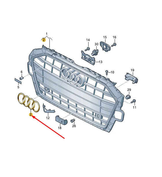 NEW AUDI A4 B9 FRONT RADIATOR GRILLE EMBLEM BADGE 8J0853605BT94