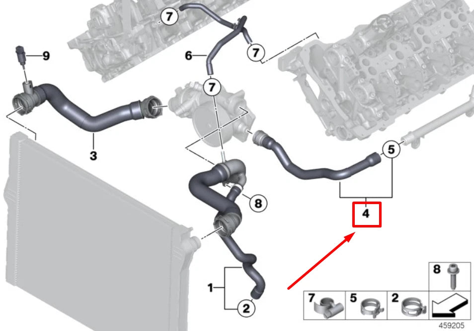 NEW BMW 6 GRAN COUPE F06 ENGINE COOLANT HOSE 11537843266 7843266 ORIGINAL