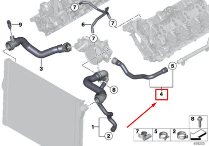 NEW BMW 6 GRAN COUPE F06 ENGINE COOLANT HOSE 11537843266 7843266 ORIGINAL