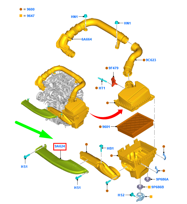 new ford mondeo mk5 air cleaner intake tube 1870674 ds73-9c675-ea original